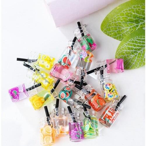 10pcs 3D Resin Fruit Bottle Charms Earrings Pendant Accessories DIY Bracelet Necklace Pendants Crafts Jewlery Making Findings
