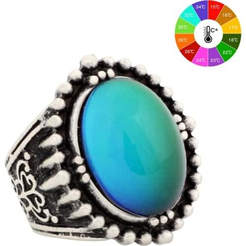 Mojo Vintage Bohemia Retro Color Change Mood Ring Emotion Feeling Changeable Ring Temperature Control Ring for Women MJ-RS016