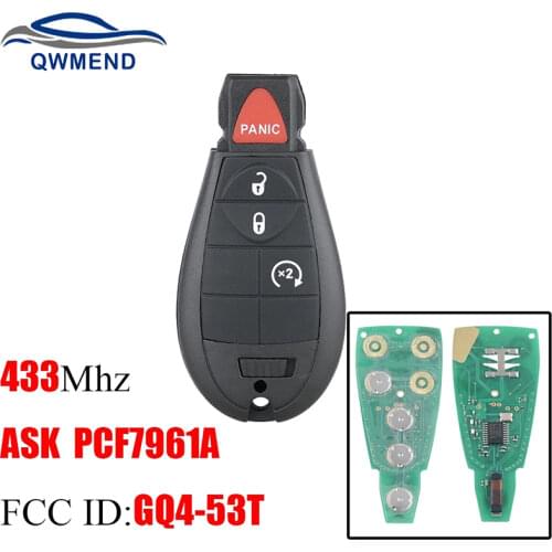 BHKEY 3+1Buttons Remote Car key For Dodge GQ4-53T 433Mhz PCF7961A Chip For Dodge RAM 1500 2500 3500 2013-2018 Car keys