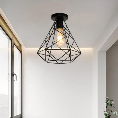 Retro Ceiling Light Nordic Vintage Wroght Iron Cage Ceiling lamp Decor For Living Room Bar Loft E27 Home Lighting Fixture