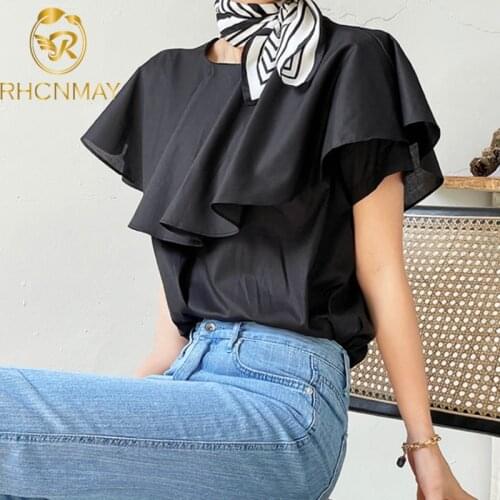RHCNMAY Black Blouses