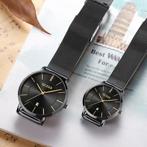 Luxury Couple Watches Quartz Wristwatches Pair Man And Woman Staniness Steel Waterproof Lover Watch Date Reloj Mujer Hombre