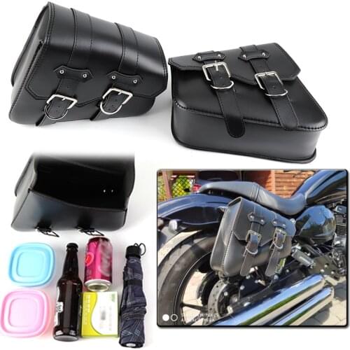 For Harley Sportster XL883 XL1200 XL 883 1200 Motorcycle Saddle Bags Saddlebag Pu Leather Side Tool Bag Luggage Black and Brown