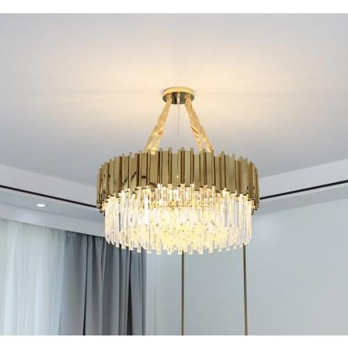 Modern Crystal Gold Chandelier Lighting LED Lamp Living Room Bedroom Decor Chandeliers Kitchen Bar Cafe Indoor Lighting Fixtures