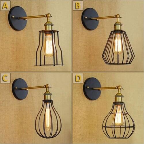 Retro Industrial Metal Cage Corridor lamp loft Wall Sconce lamp Fixture apliques led pared indoor lighting up and down wall lamp
