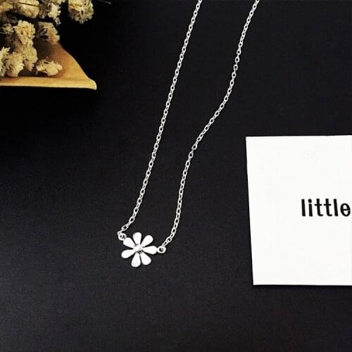 New 925 Sterling Silver flower Necklaces Pendant Fashion Sterling Silver Jewelry Statement for Women Bijoux