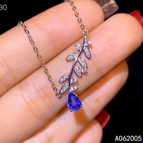 KJJEAXCMY Fine Jewelry 925 Sterling Silver inlaid Natural sapphire Female new Pendant Necklace lovely Support test with box