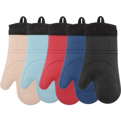 1 Pair Fashion High Guality Insulation Kitchen Gloves BBQ Microwave Oven Baking Tool Heat Resistant Thickened Silicone Gloves