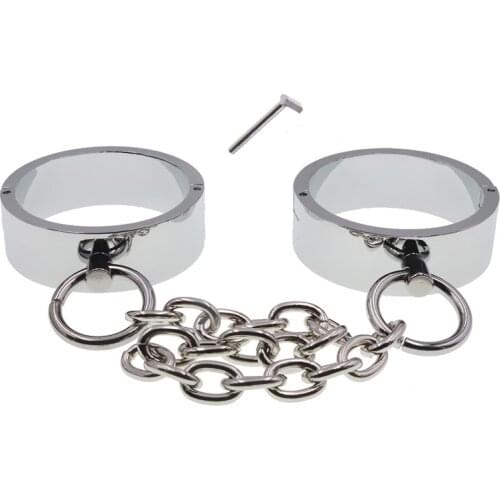 1 Pair Stainless Steel Handcuffs Metal Anklet Foot Cuffs Erotic SM Bondage Adult Game Couple Slave Restraint Sex Toys Men Women