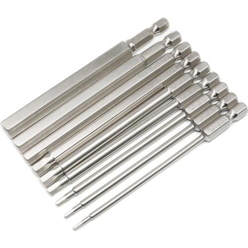 10Pcs S2 Steel Inch Magnetic Hexagon 100Mm Hex Driver Bit Set Manual Tool Screwdriver Bit