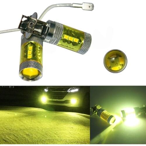 2pcs Set 12-24V H3 80W 16 SMD LED Car Fog Light Bulb Yellow High Power Truck