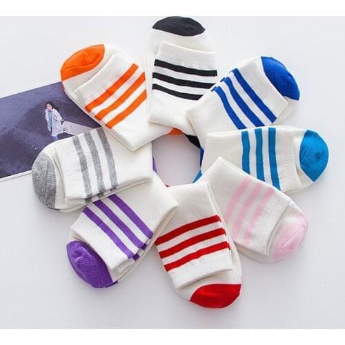 2020 Hot new Winter Korean-Style Striped Cotton Womens Solid color Socks harajuku Cotton Breathable Womens Three-Bar Socks