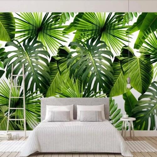 Milofi Custom 3D Wallpaper Mural Fresh Rainforest Plant Banana Leaf Rural Mural Background Wall Decoration Painting Wallpaper