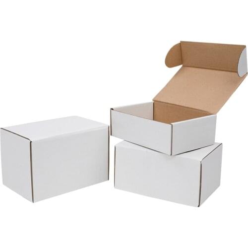 50 Corrugated Paper Boxes 6x4x3"（15.2*10*7.6cm） White Outside and Yellow Inside