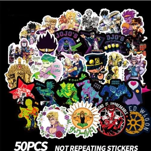 50pcs/set Anime JoJo Bizarre Adventure Stickers Cosplay Accessories Prop PVC Waterproof Cartoon Decal Sticker