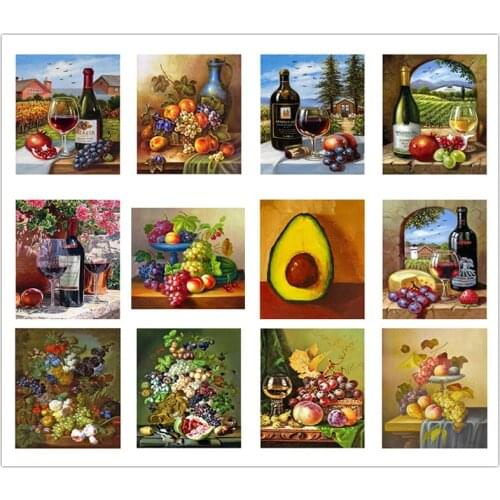 5d Diy Diamond Painting Red Wine Grape Square Diamond Embroidery Mosaic Needlework Set Cross Stitch Art Decoration Wall Gift