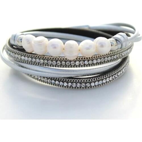 Baroque Pearls Leather Ropes Wrap Bracelets for Fashion Women Jewelry