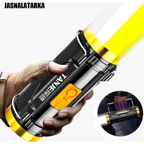 Dual Light Source Flashlights LED High Power Torch Lantern Portable USB Rechargeable Spotlight Searchlight Fishing Hiking Lamp