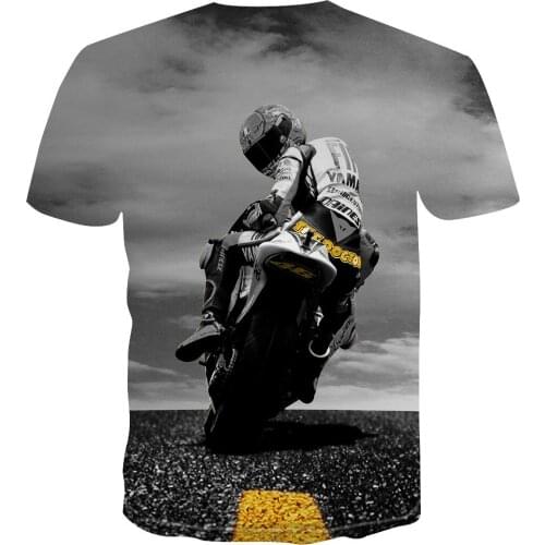Men Motorcycle Short Sleeve T Shirts Explosive 3D T-shirt Digital Printing Motorcycle Rider Back View Pattern Mens Summer Hot