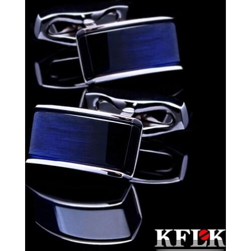 KFLK Jewelry shirt cufflinks for mens Brand buttons cuff links Blue black gradual gemelos High Quality abotoaduras guests