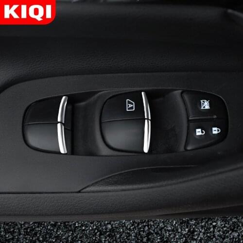 KIQI 7Pcs/Set ABS Chrome Car Door Window Switch Lift Button Cover Trim for Nissan Juke 2015 2016 2017 2018 2019 2020 Accessories