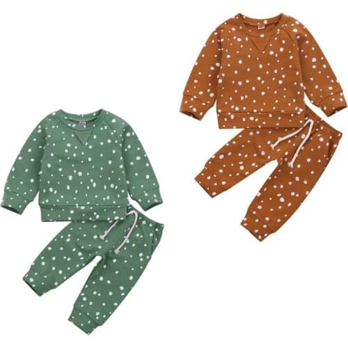 Baby Boy Girl Clothes Set Autumn Cotton Casual Polka Dot Long Sleeve Tops+Pants for 0-24M Nightwear Baby Sleepwear Baby Clothes