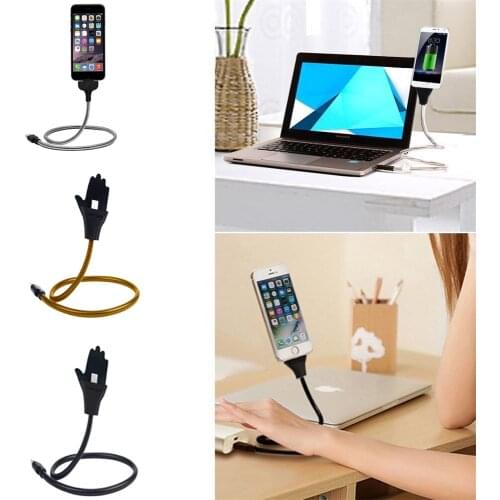Lazy Bracket Stand UP USB Charging Stand Up Cable Flexible Phone Holder Phone Charger For iPhone Android