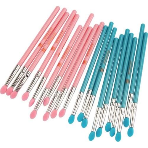 3 Pcs Makeup Brushes Set Soft Silicone Head Plastic Handle Eye Shadow Lip Applicator Brush Tools