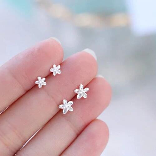 NEW Real 925 Sterling Silver Flower Earrings for Women Students Popular Stud Minimalist Fine Jewelry Wedding Gifts Accessories