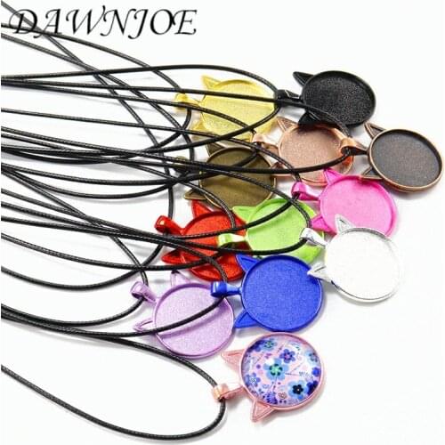 10pcs/lot 25mm Colorful Cabochon Cat Pendant Tray Base DIY Making pendant Necklace Jewelry Accessories Finding