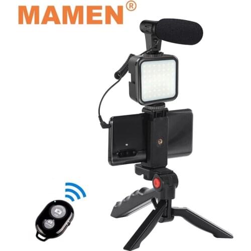 MAMEN Professional Vlogging Video Shooting KITs With Mini Tripod Bluetooth Selfie Control For SLR Camera Smartphone Recording