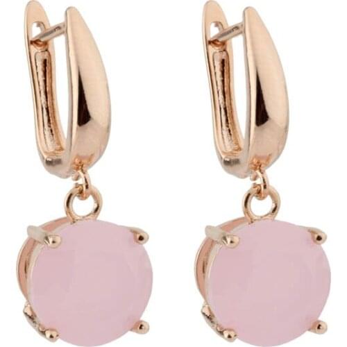 New Trend 12mm Round Dangle Earrings For Women Romantic Fashion Jewelry 585 Rose Gold Hollow Unique Unusual Earrings