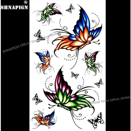SHNAPIGN Cute butterfly Style Temporary Body Art Flash Tattoo Sticker 17*10cm Waterproof Tatto Henna Tatoo FREE SHIPPING