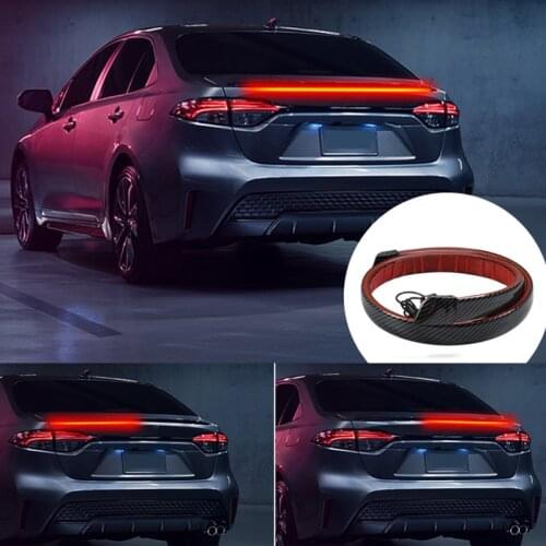 Led Car Rear Spoiler Light Carbon Fiber 130cm Multifunction Brake Light Waterproof Auto Styling Decoration Ambient Lamp 12v