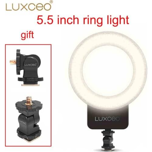 LUXCEO 5.5inch LED Ring Light Dimmable LED Ring Lamp Photo Video Camera Phone Light Ringlight For Live YouTube for Camera DSLR