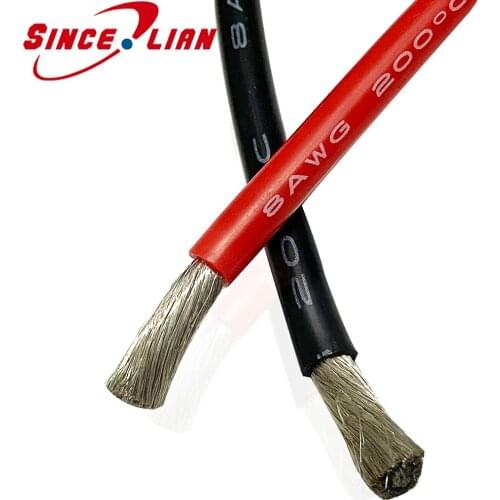 1 Meter Red and 1 Meter Black Silicon rubber Cable 12AWG 14AWG 16AWG 20AWG 30AWG Heatproof Soft Silicone Silica Gel Wire Cable