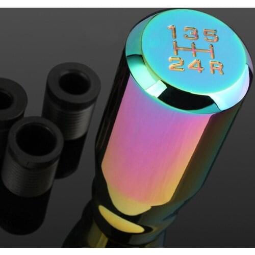 Universal Fit 3"/8cm Hot NEO CHROME Aluminum Car/Auto 5 Speed Gear Shift Knob Shifter Lever Manual Stick Head Replacement Kit