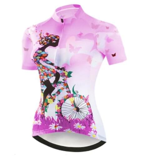 Cycling Jersey Summer Floral Botanical Bike Jersey Top Mountain Bike MTB Road Bike Cycling Clothing Womens Short Sleeve Blouse