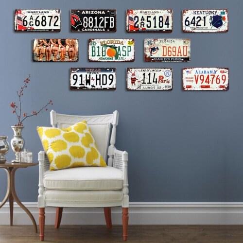 Vintage Car No. Metal Plate Home Decor Tin Sign Bar Pub Garage Decorative Metal Sign Metal Art Plaque Poster 15x30cm