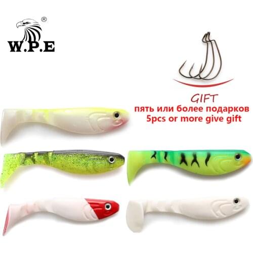 W.P.E Fishing Lure Soft Lure 5PCS/PACK 100cm T-Tail Worm Soft Silicone Swim Bait Fish Crankbait Jig Head Wobblers Fish Lure