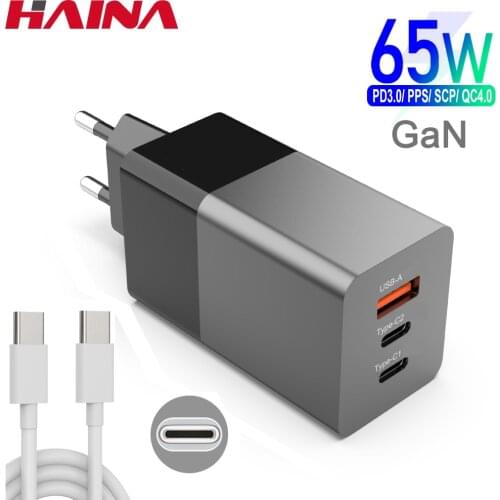 65W GaN Charger USB C Wall charger Power Adapter,3 Port PD 65W PPS QC4 45W SCP for Laptops MacBook iPad iPhone Samsung XIAOMI