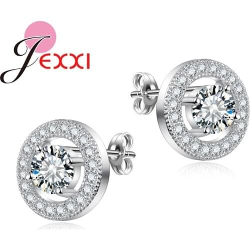 New Recommend Stud Earring Jewelry 925 Sterling Silver Round Colorful Stone Round Earrings For Women