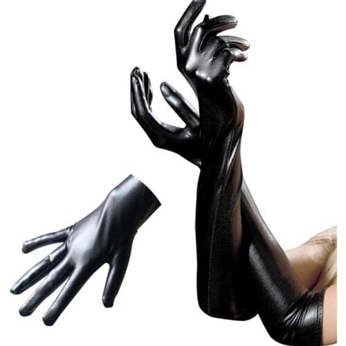 1Pair Sexy Faux Leather Shiny Long Latex Glove Sexy Hip-pop Jazz Outfit Mittens Culb Wear Cosplay Costumes Accessory Punk Gloves