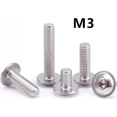 100PCS M3x6/8/10/12/16mm GB7380 304 Stainless Steel Hexagon Socket Button Head Screws With Collar Bolt