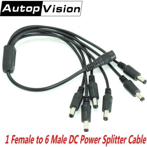 5pcs/lot 5.5x2.1mm DC Power Cable 1 Female to 6 male Plug Splitter Adapter Cable DC Connector for CCTV Camera LED Strip Light