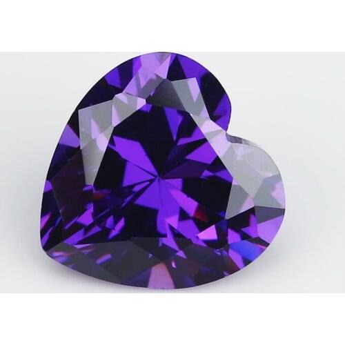 50PCS 3x3~15x15mm Heart Shape Violet Purple AAAAA Loose Cubic Zirconia stone Brilliant Cut Synthetic CZ Stone For Jewelry DIY