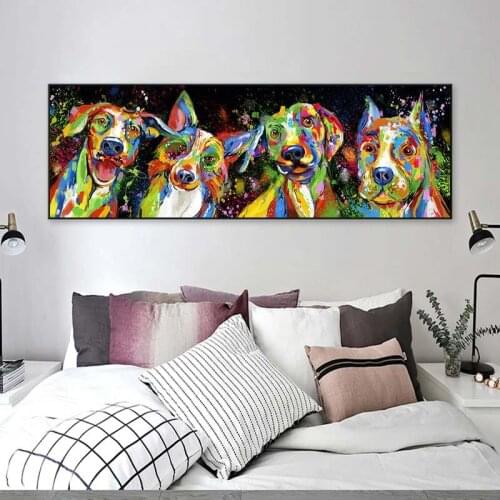 Abstract Animals Art Canvas Paintings On The Wall Posters And Prints Colorful Dogs Canvas Pictures For Kids Room Decoration