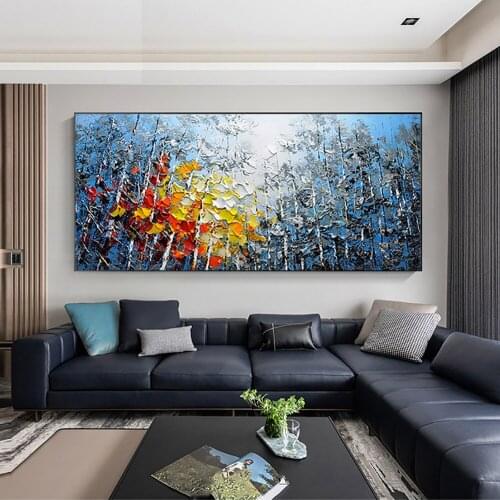 Large Wall Art Canvas Painting Handmade Modern Thick Texture Oil Painting For Living Room Salon Decoration Picture Hand Painted