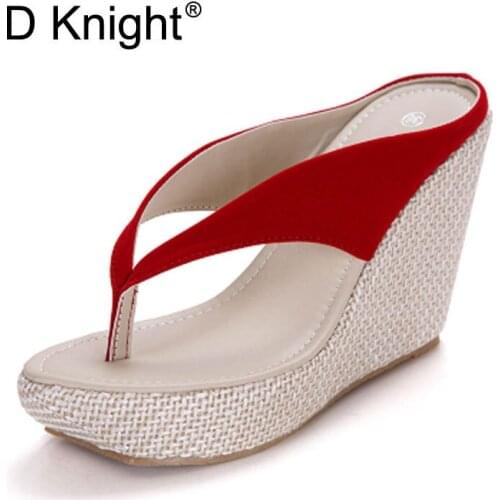 Black PU Beach Sandals Platform Wedges Sandals Summer Female Flip Flops Wedges Sandals Slippers Sandalias Plataforma Beige Slide