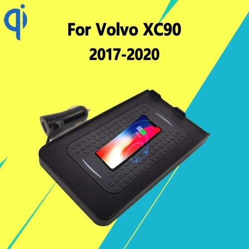 For Volvo XC90 New XC60 V90 V60 S60 2017-2020 15W Qi Fast Charging Car Wireless Charger Plate Accessories Android Iphone Charge